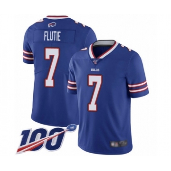Men's Buffalo Bills #7 Doug Flutie Royal Blue Team Color Vapor Untouchable Limited Player 100th Season Football Jersey - Ujersey