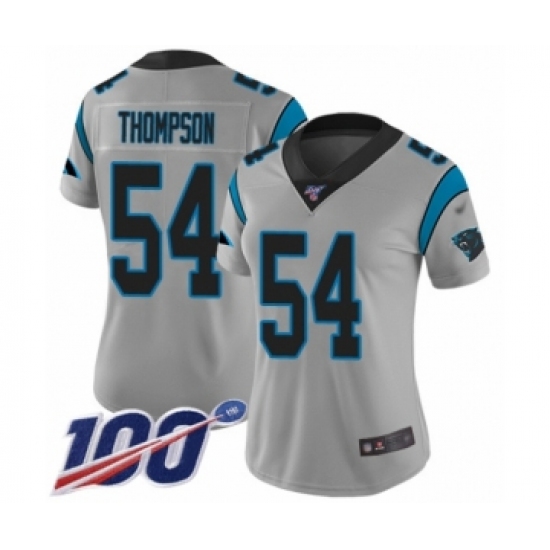 Women's Carolina Panthers #54 Shaq Thompson Silver Inverted Legend Limited 100th Season Football Jersey - Ujersey