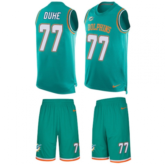 Men's Nike Miami Dolphins #77 Adam Joseph Duhe Limited Aqua Green Tank Top Suit NFL Jersey - Ujersey