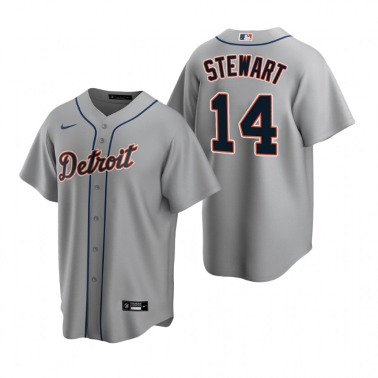 Men's Nike Detroit Tigers #14 Christin Stewart Gray Road Stitched Baseball Jersey - Ujersey