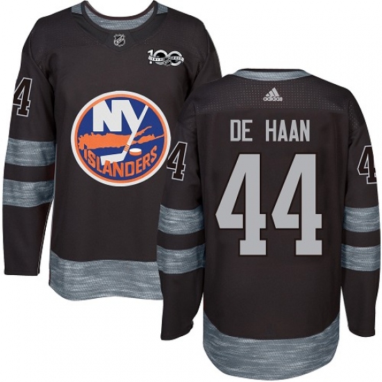 Men's Adidas New York Islanders #44 Calvin de Haan Authentic Black 1917-2017 100th Anniversary NHL Jersey