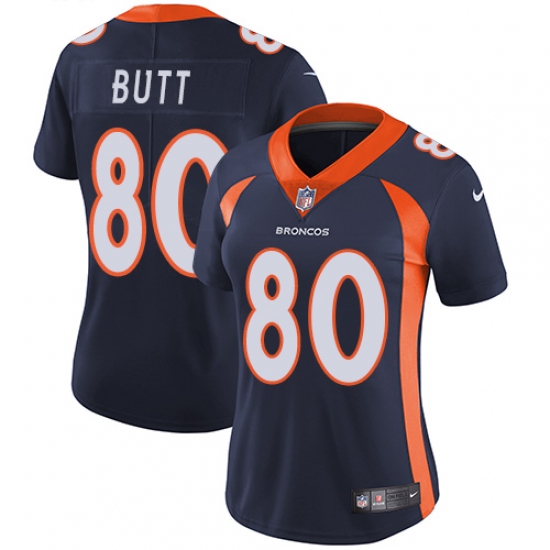 Women's Nike Denver Broncos #80 Jake Butt Navy Blue Alternate Vapor Untouchable Limited Player NFL Jersey - Ujersey