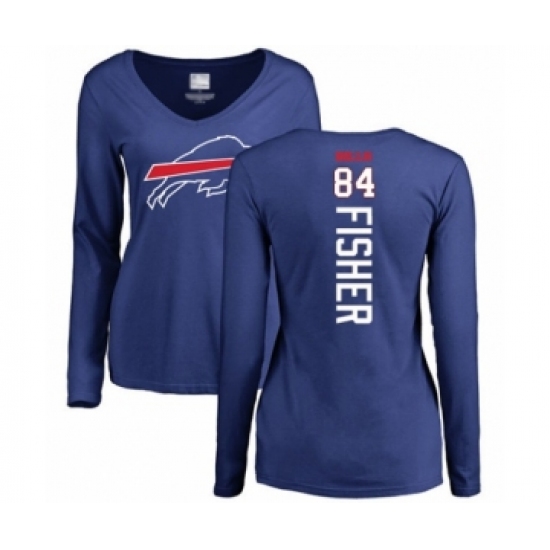 Football Women's Buffalo Bills #84 Jake Fisher Royal Blue Backer Long Sleeve T-Shirt - Ujersey