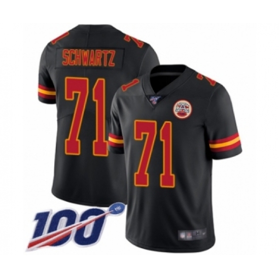 Men's Kansas City Chiefs #71 Mitchell Schwartz Limited Black Rush Vapor Untouchable 100th Season Football Jersey - Ujersey