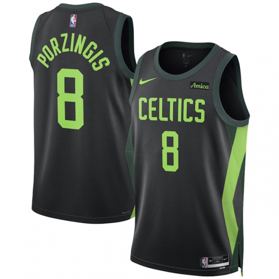 Men's Boston Celtics #8 Kristaps Porzingis Black 2024-25 City Edition Stitched Basketball Jersey - Ujersey