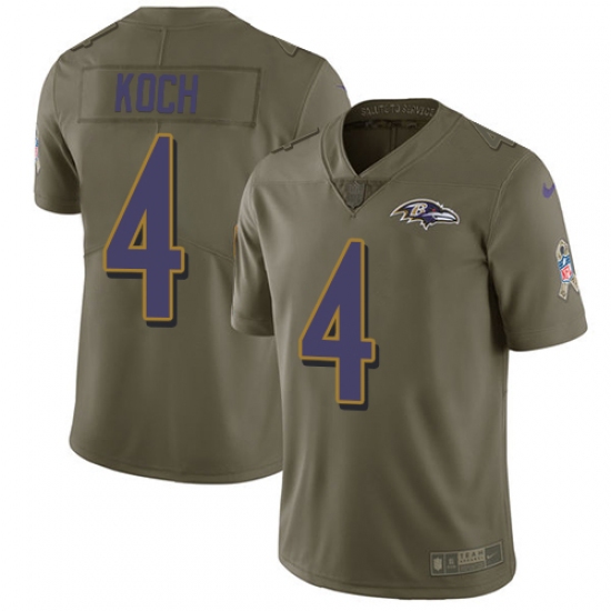 Men's Nike Baltimore Ravens #4 Sam Koch Limited Olive 2017 Salute to Service NFL Jersey - Ujersey