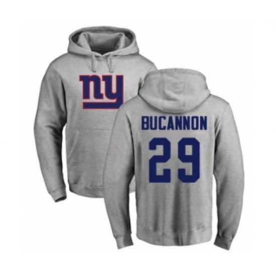 Football New York Giants #29 Deone Bucannon Ash Name & Number Logo Pullover Hoodie - Ujersey