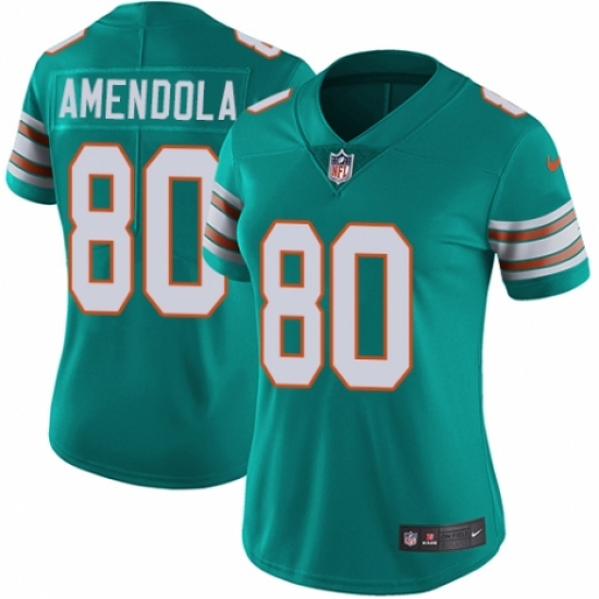 Women's Nike Miami Dolphins #80 Danny Amendola Aqua Green Alternate Vapor Untouchable Limited Player NFL Jersey - Ujersey