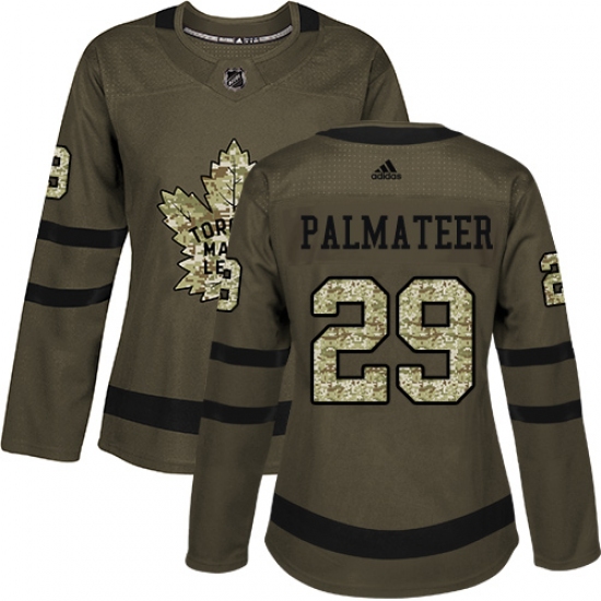 Women's Adidas Toronto Maple Leafs #29 Mike Palmateer Authentic Green Salute to Service NHL Jersey - Ujersey