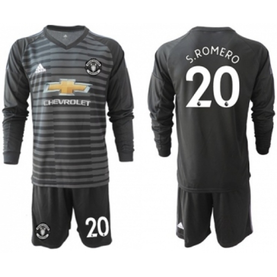 Manchester United #20 S.Romero Black Goalkeeper Long Sleeves Soccer Club Jersey
