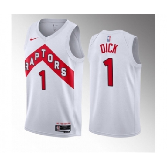 Men's Toronto Raptors #1 Gradey Dick White 2023 Draft Association Edition Stitched Basketball Jersey - Ujersey