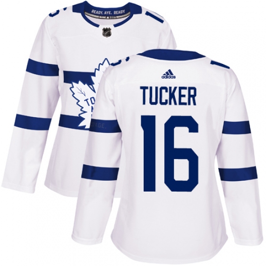 Women's Adidas Toronto Maple Leafs #16 Darcy Tucker Authentic White 2018 Stadium Series NHL Jersey - Ujersey