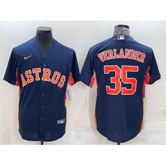 Men's Houston Astros #35 Justin Verlander Navy Blue Stitched MLB Cool Base Nike Jersey - Ujersey