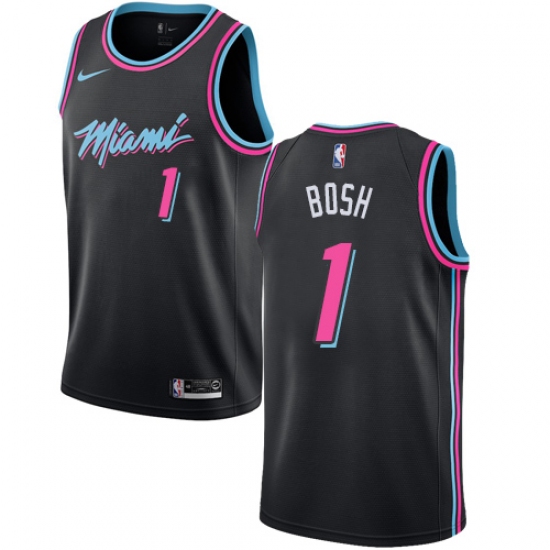 Men's Nike Miami Heat #1 Chris Bosh Swingman Black NBA Jersey - City Edition - Ujersey