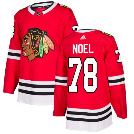 Men's Adidas Chicago Blackhawks #78 Nathan Noel Authentic Red Home NHL Jersey - Ujersey