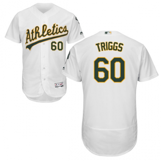 Men's Majestic Oakland Athletics #60 Andrew Triggs White Flexbase Authentic Collection MLB Jersey - Ujersey