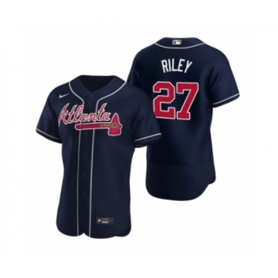 Men's Atlanta Braves #27 Austin Riley Nike Navy Authentic 2020 Alternate Jerseys - Ujersey
