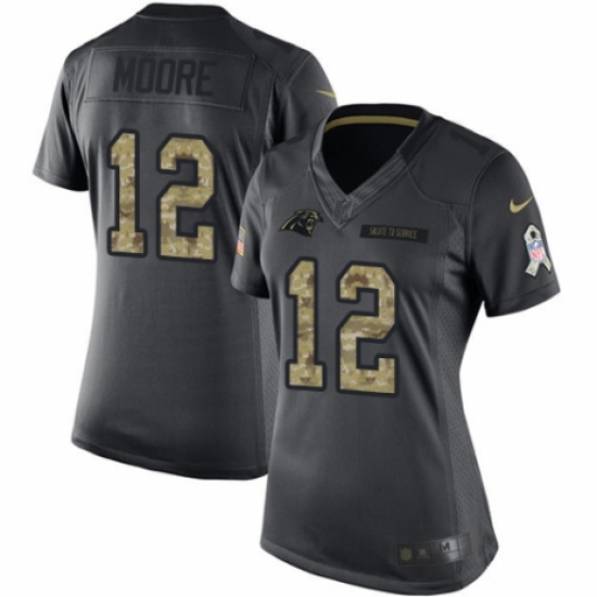 Women's Nike Carolina Panthers #12 D.J. Moore Limited Black 2016 Salute to Service NFL Jersey - Ujersey