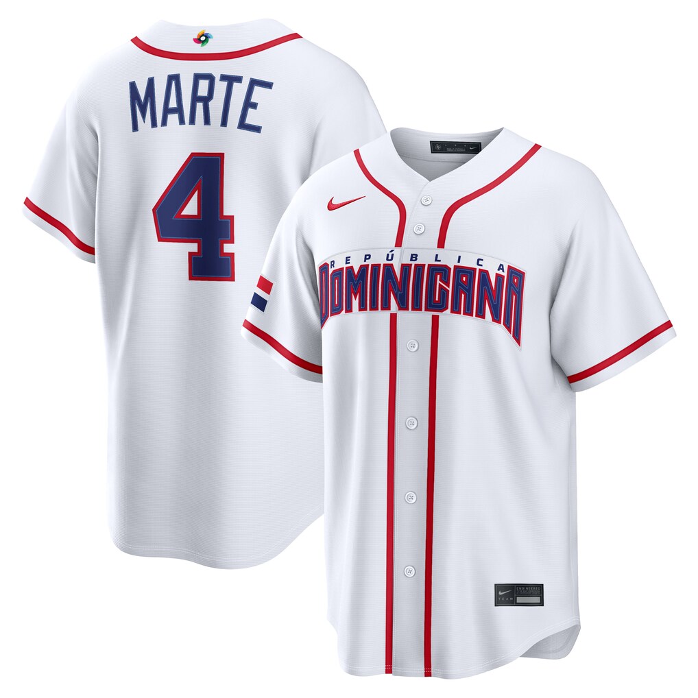 Men's Dominican Republic Baseball Ketel Marte Nike White 2026 World Baseball Classic Home Stadium Jersey - U-jersey