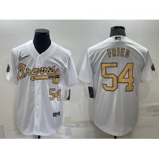 Men's Atlanta Braves #54 Max Fried Number White 2022 All Star Stitched Cool Base Nike Jersey - Ujersey