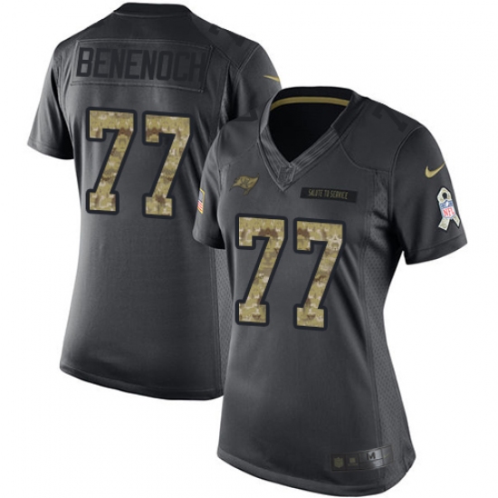 Women Nike Tampa Bay Buccaneers #77 Caleb Benenoch Limited Black 2016 Salute to Service NFL Jersey - Ujersey