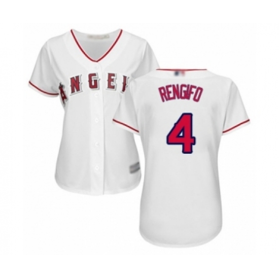 Women's Los Angeles Angels of Anaheim #4 Luis Rengifo Authentic White Home Cool Base Baseball Player Jersey - Ujersey