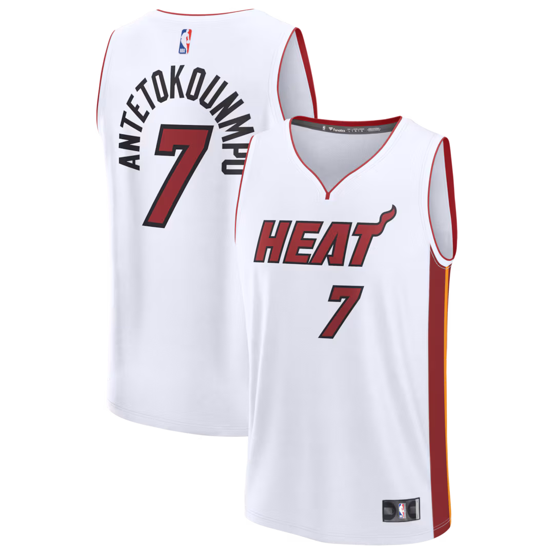 Youth Miami Heat Giannis Antetokounmpo Fanatics White Fast Break Replica Jersey - Association Edition