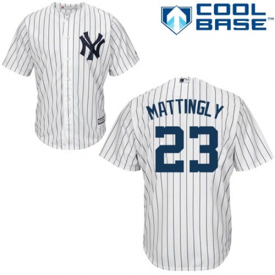 Youth Majestic New York Yankees #23 Don Mattingly Replica White Home MLB Jersey - Ujersey