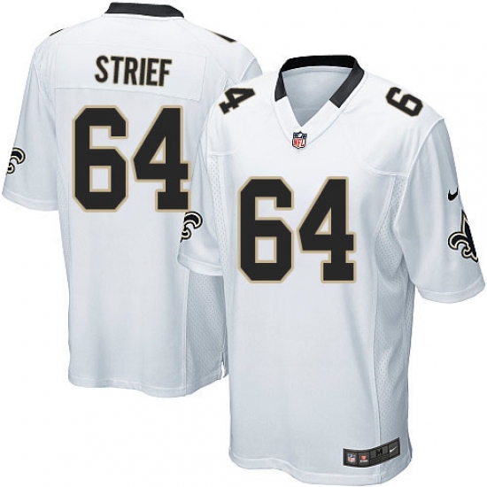 Men's Nike New Orleans Saints #64 Zach Strief Game White NFL Jersey - Ujersey