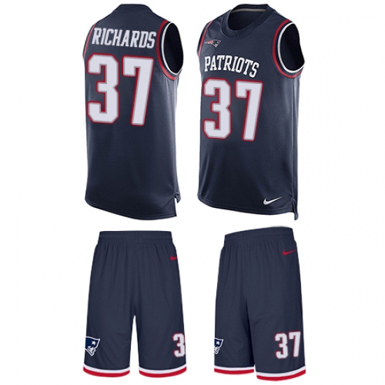 Men's Nike New England Patriots #37 Jordan Richards Limited Navy Blue Tank Top Suit NFL Jersey - Ujersey