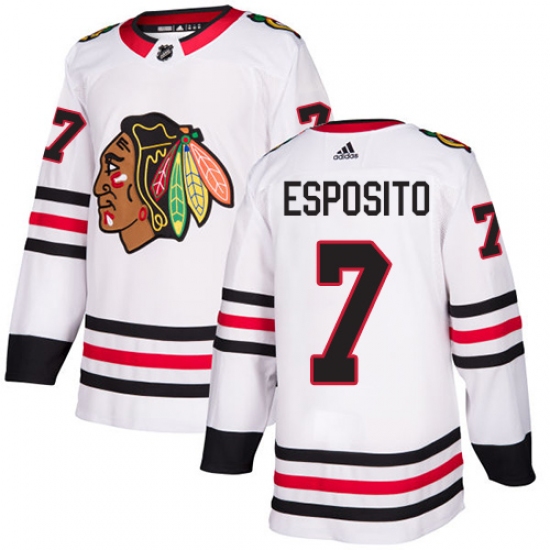 Men's Adidas Chicago Blackhawks #7 Tony Esposito White Road Authentic Stitched NHL Jersey - Ujersey