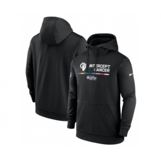 Men's Los Angeles Rams Black 2022 Crucial Catch Therma Performance Pullover Hoodie - Ujersey