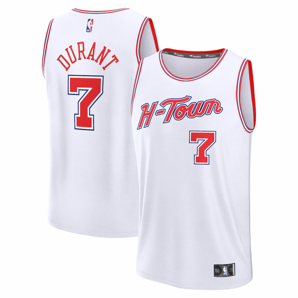 Youth Houston Rockets Kevin Durant Fanatics White 2025/26 City Edition Fastbreak Jersey