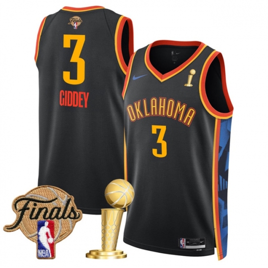 Men's Oklahoma City Thunder #3 Dillon Jones Black 2025 Finals And Finals Champions City Edition Stitched Basketball Jersey - Ujersey