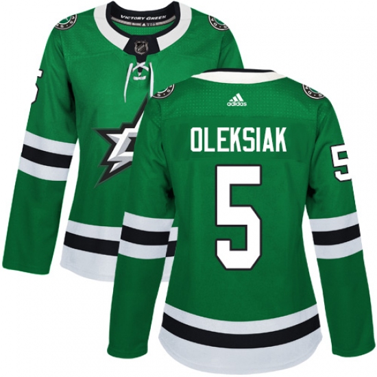 Women's Adidas Dallas Stars #5 Jamie Oleksiak Premier Green Home NHL Jersey - Ujersey