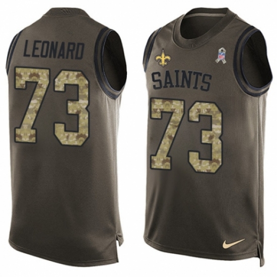Men's Nike New Orleans Saints #73 Rick Leonard Limited Green Salute to Service Tank Top NFL Jersey - Ujersey