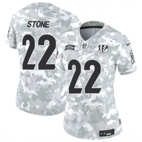 Women's Cincinnati Bengals #22 Geno Stone 2024 F.U.S.E Arctic Camo Salute To Service Limited Stitched Football Jersey(Run Small) - Ujersey