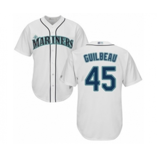 Youth Seattle Mariners #45 Taylor Guilbeau Authentic White Home Cool Base Baseball Player Jersey - Ujersey