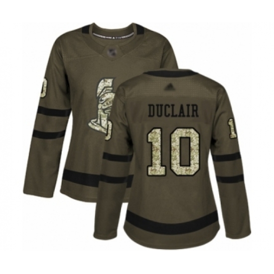 Women's Ottawa Senators #10 Anthony Duclair Authentic Green Salute to Service Hockey Jersey - Ujersey