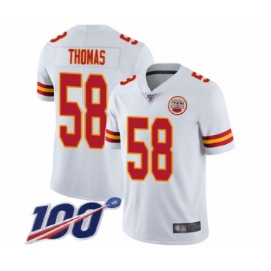 Men's Kansas City Chiefs #58 Derrick Thomas White Vapor Untouchable Limited Player 100th Season Football Jersey - Ujersey