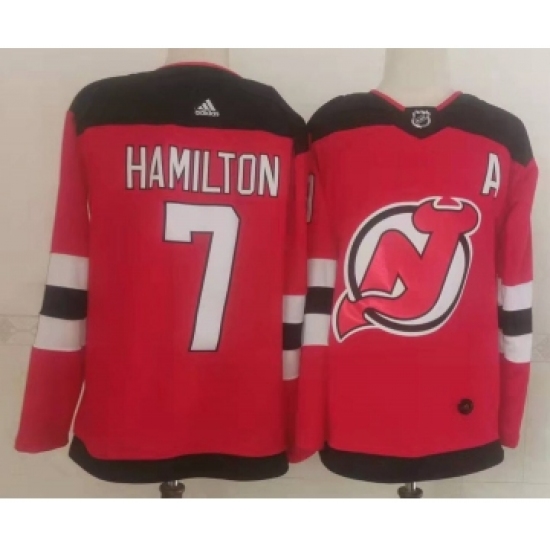 Men's New Jersey Devils #7 Dougie Hamilton Red Authentic Jersey - Ujersey