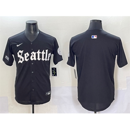 Men's Seattle Mariners Blank Black 'Deep Sea Gothic Edition' Vapor Premier Limited Stitched Baseball Jersey - Ujersey