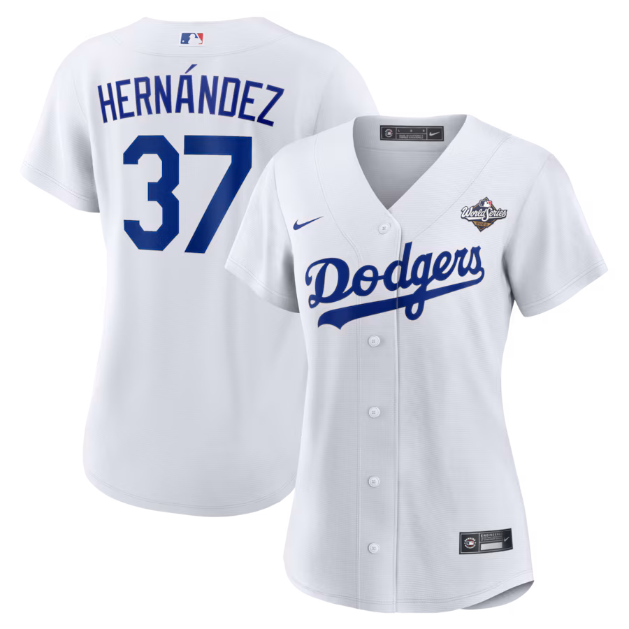 Women's Los Angeles Dodgers Teoscar Hernández Nike White 2025 World Series Home Replica Player Jersey - Ujersey