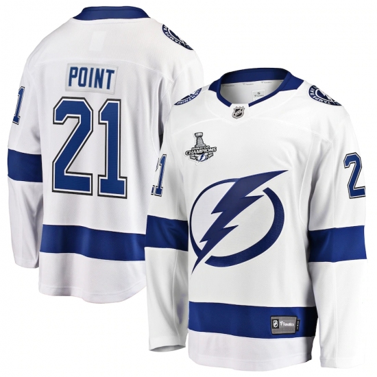 Men's Tampa Bay Lightning #21 Brayden Point Fanatics Branded White Away 2020 Stanley Cup Champions Breakaway Jersey