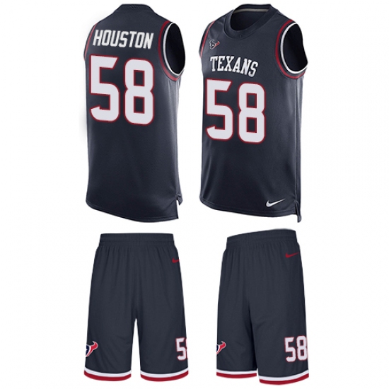 Men's Nike Houston Texans #58 Lamarr Houston Limited Navy Blue Tank Top Suit NFL Jersey - Ujersey