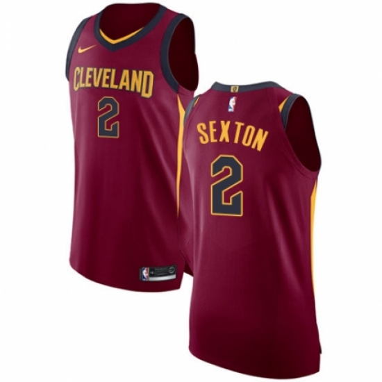Men's Nike Cleveland Cavaliers #2 Collin Sexton Authentic Maroon NBA Jersey - Icon Edition - Ujersey