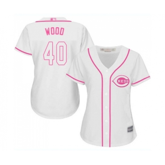 Women's Cincinnati Reds #40 Alex Wood Replica White Fashion Cool Base Baseball Jersey - Ujersey