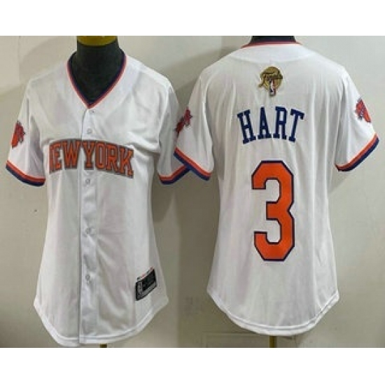 Women's New York Knicks #3 Josh Hart White 2026 Finals Stitched Baseball Jersey - Ujersey