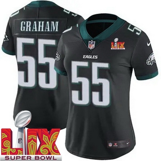 Women Philadelphia Eagles Brandon Graham #55 Black 2024 2025 Super Bowl LIX F U S E Stitched NFL Jersey - Ujersey
