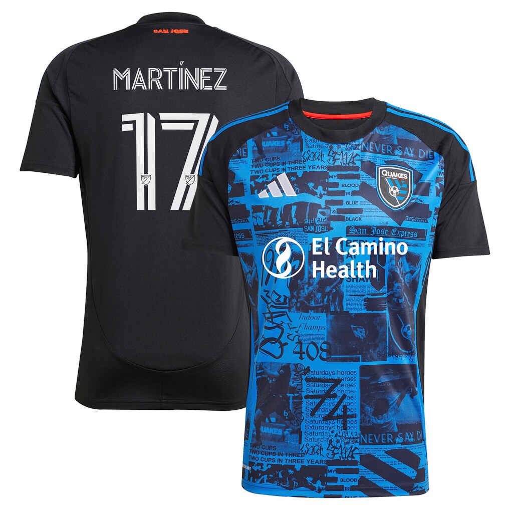 Men's San Jose Earthquakes Josef Martinez adidas Black 2025 Headliner Replica Player Jersey - Ujersey